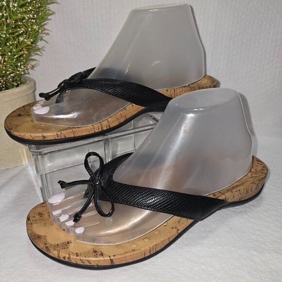 WOMENS VIONCI CASSIE ROCK THONG SANDAL BLACK WITH CORK LOOK SOLE SIZE 8  GUC - Picture 2 of 6